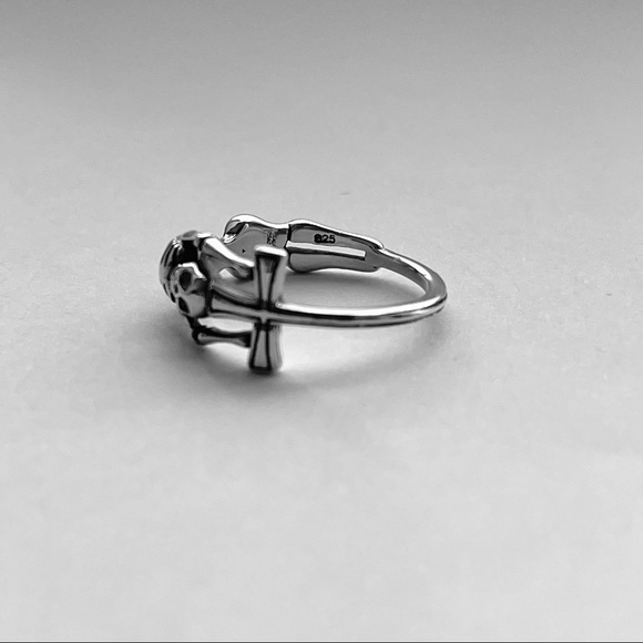 Sterling silver skeleton with cross ring, skeleton ring, cross ring, skeleton - Picture 11 of 11